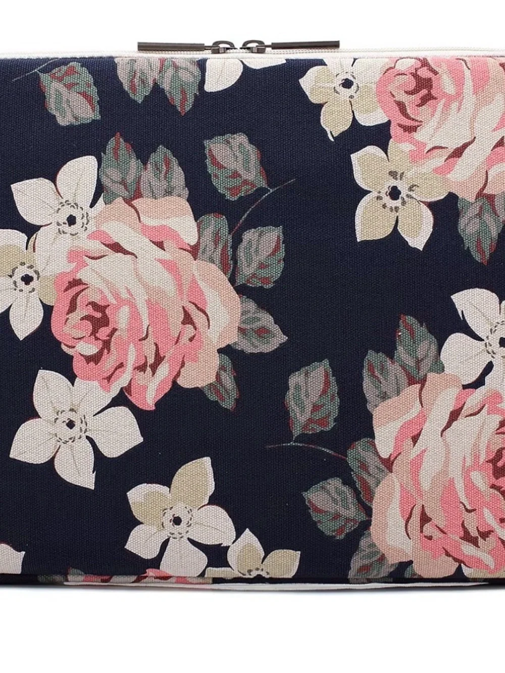 Canvaslife Navy Floral Laptop/Computer Sleeve/Bag - Pink Rose Print NWOT